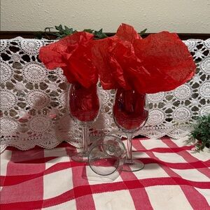 PRICE DROP! Easter Brunch Sangria Ready. Stemmed Clear Wine Glass Set.